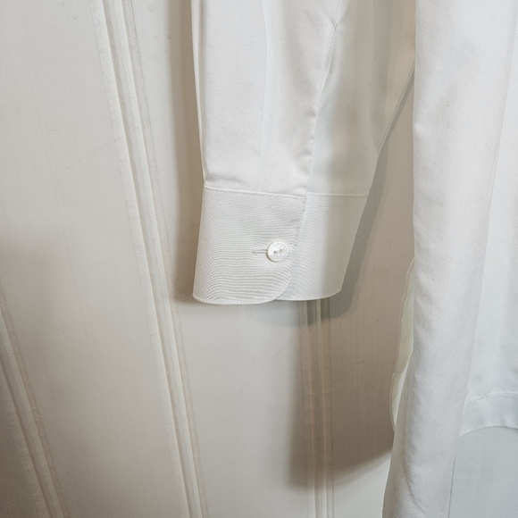 Foxcroft Top Womens Size 14 White Heritage Non-Iron Oxford Tunic Relaxed Shirt - Picture 4 of 15